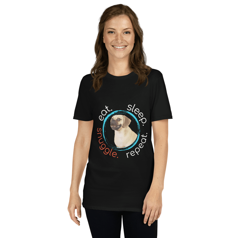 Eat Sleep Snuggle Repeat women's black Classic T-shirt.